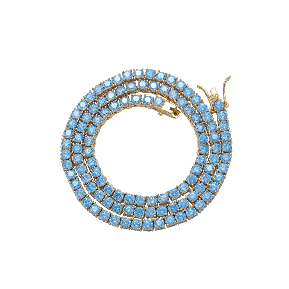 Цепь для тенниса 4 мм 16 дюймов 18 20 цвет морской Голубой цирконий женское