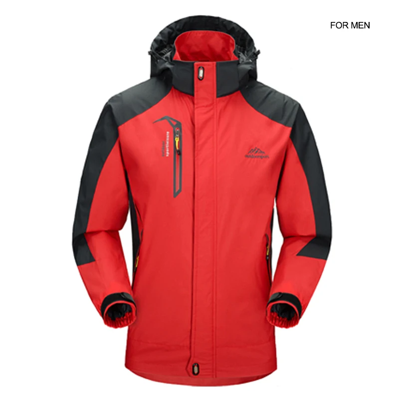 Men Red Бренд 5XL мужские куртки водонепроницаемые весенние пальто с капюшоном для мужчин и женщин верхняя одежда армейская однотонная Повседневная брендовая мужская одежда AFC12320 - Цвет: Men Red