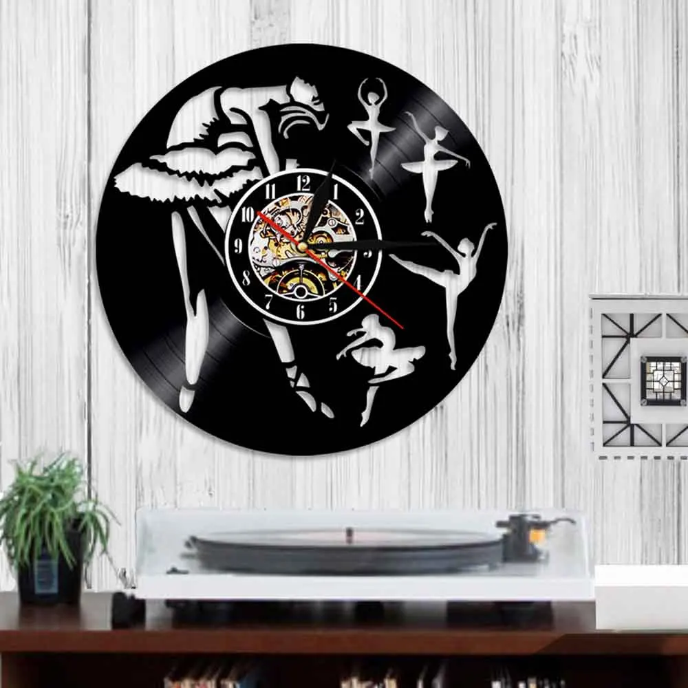 Настенные часы с виниловой пластиной балерины современный дизайн настенные