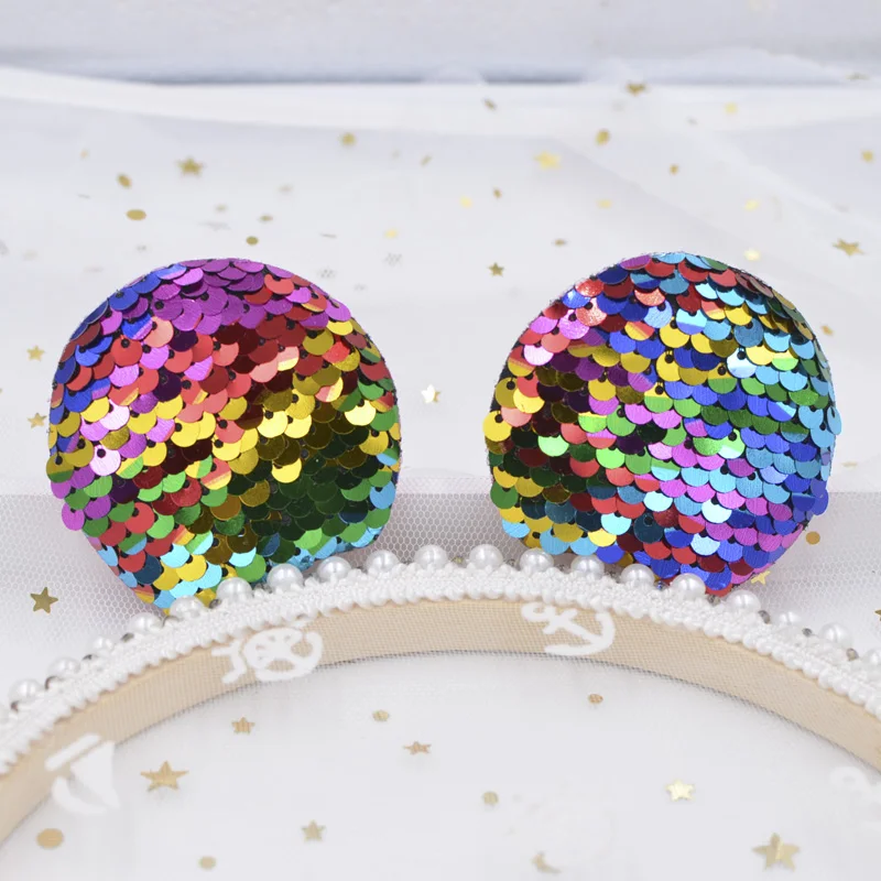 8 шт. 6 см блестящие нашивки с блестками милые аппликации ушками мыши для сделай