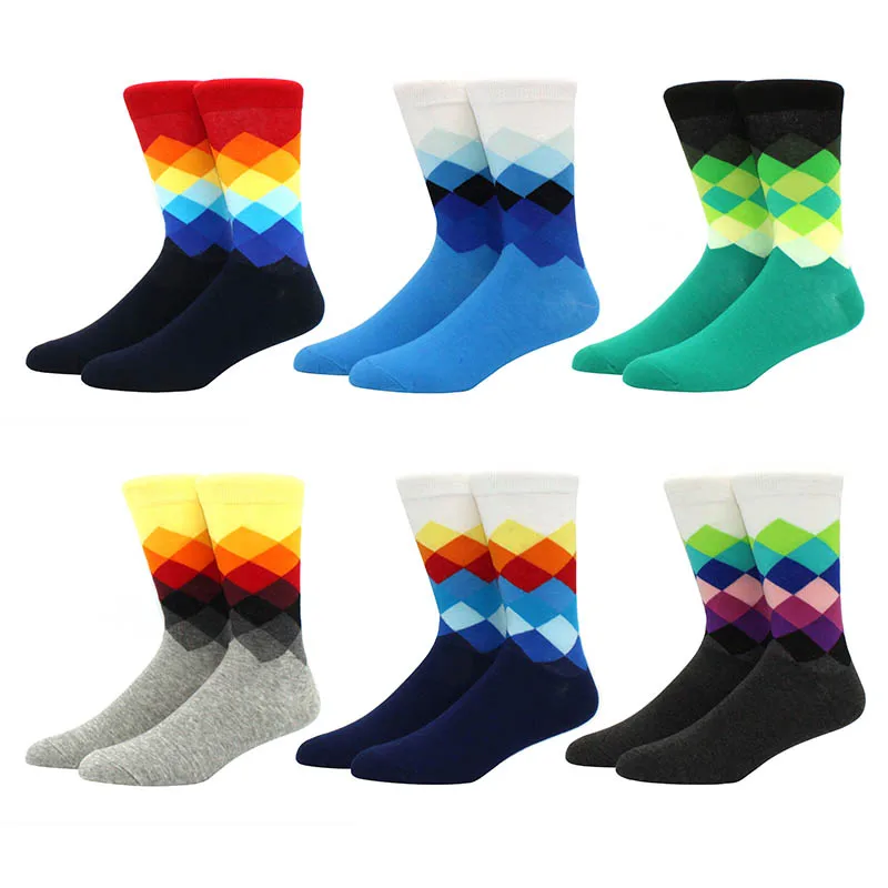 

6 pairs Men Socks Cotton Casual Personality Design funny Hip Hop Streetwear Happy Socks for Men Woman big size socks 300 colors