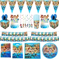 101pcslot luca theme swirls banner happy birthday party flags plates cups tablecloth napkins baby shower decorate candy boxes