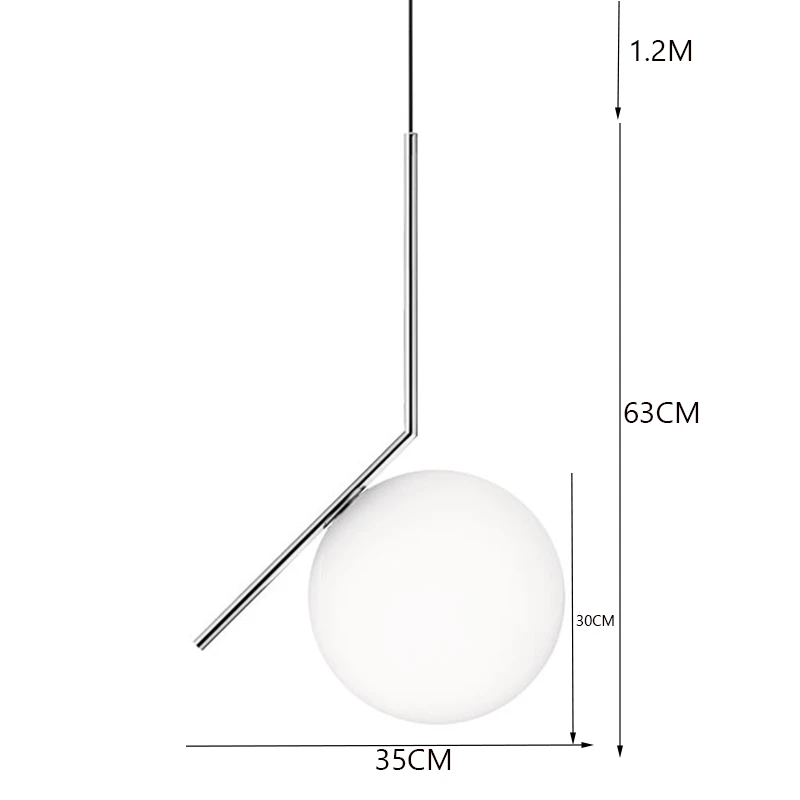 B Silver 63CM Скандинавские светодиодные подвесные светильники, освещение, промышленный подвесной светильник, люстра, подвесной шар, стеклянные подвесные лампы, Кухонные светильники - Цвет корпуса: B Silver 63CM