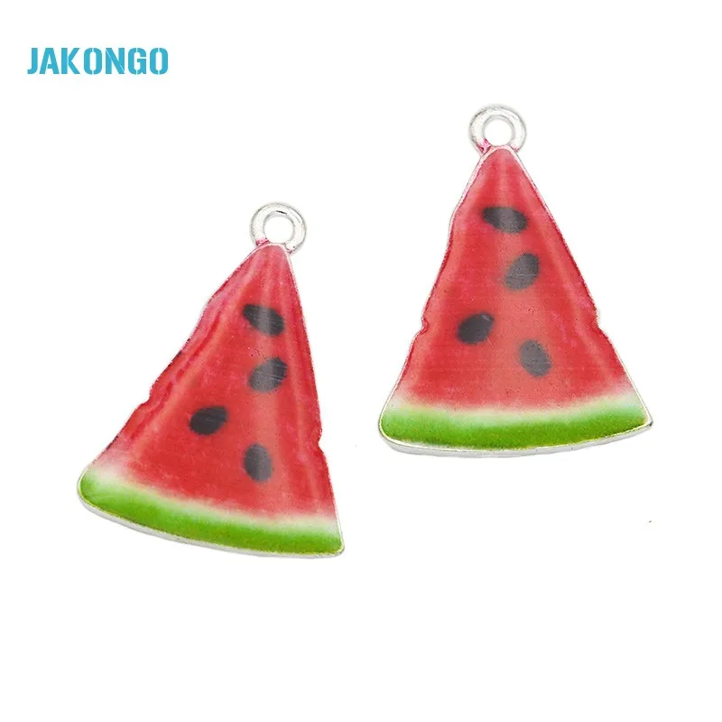 10 шт. покрытая серебром Эмаль Арбуз Подвески Кулоны из нержавеющей стали для
