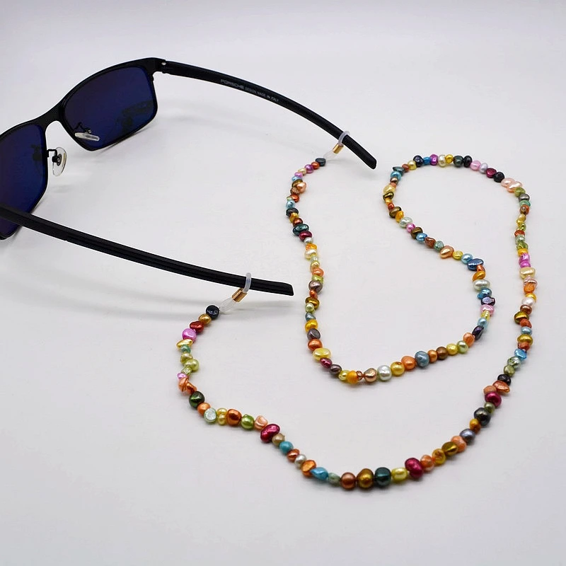 Цепочка для очков натуральный барочный цветной жемчуг Женская цепочка