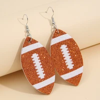 punk creative rugby sequined leather earrings sporty personality striped earrings for women holiday party jewelry accessories