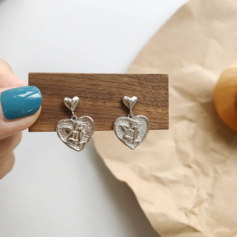 Женская цепочка из серебра 925 пробы с ангелом|Серьги-гвоздики| |