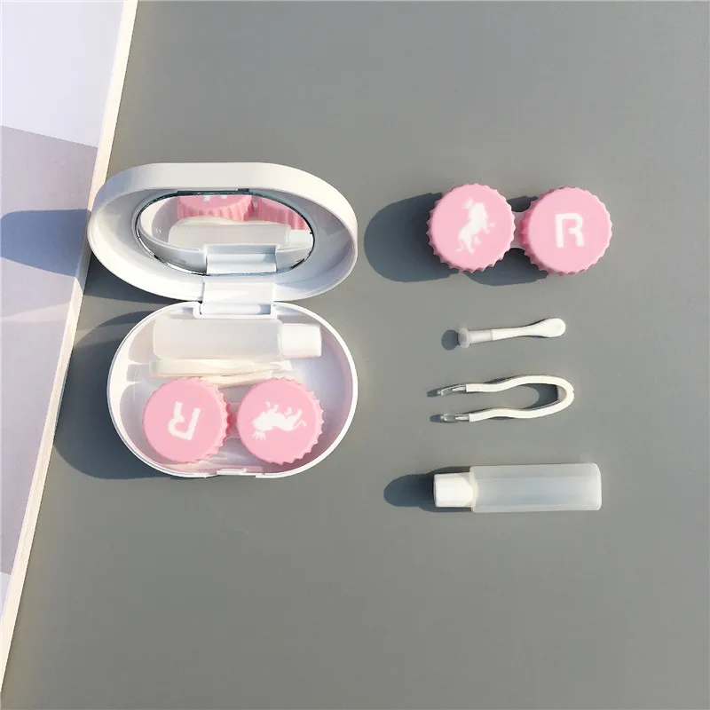 INS простой розовый чехол для контактных линз с изображением кактуса зеркальной