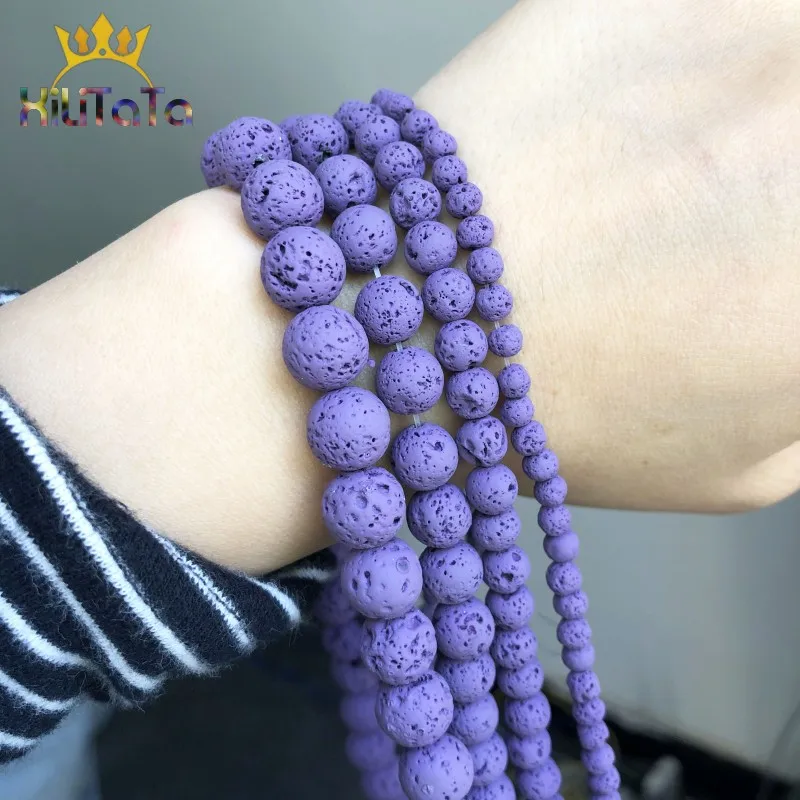 Бусины из натурального камня фиолетовая лава гематит круглые бусины для