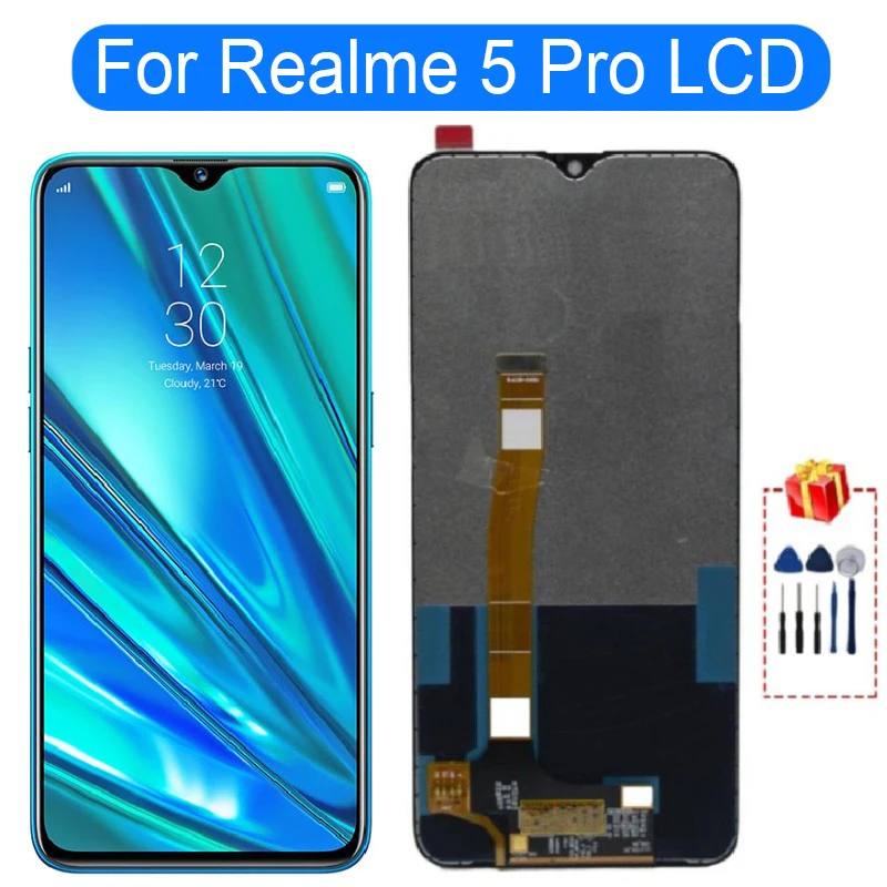 ЖК-дисплей с дигитайзером для Oppo Realme 5 Pro сенсорный экран рамкой запасные части