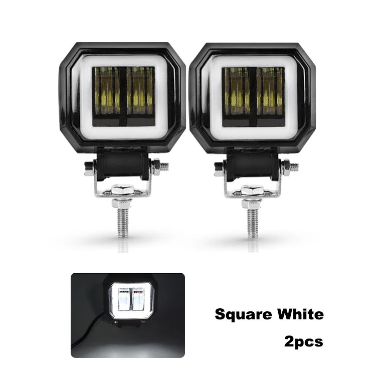 2pcs square white Nlpearl 3 дюйма Круглый СВЕТОДИОДНЫЙ противотуманные фары для авто 4 × 4 SUV 20 Вт Автомобильный свет с светодиодный ангельские глазки для внедорожника грузовика трактора точечный луч 9-32 в - Цвет: 2pcs square white
