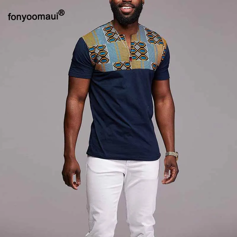 Мужская футболка с короткими рукавами и v-образным вырезом Приталенная принтом в