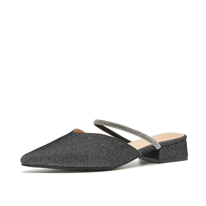 

Женские мюли, повседневные туфли с острым носком, на плоской подошве, в британском стиле, черные туфли без застежки в стиле ретро, 2021