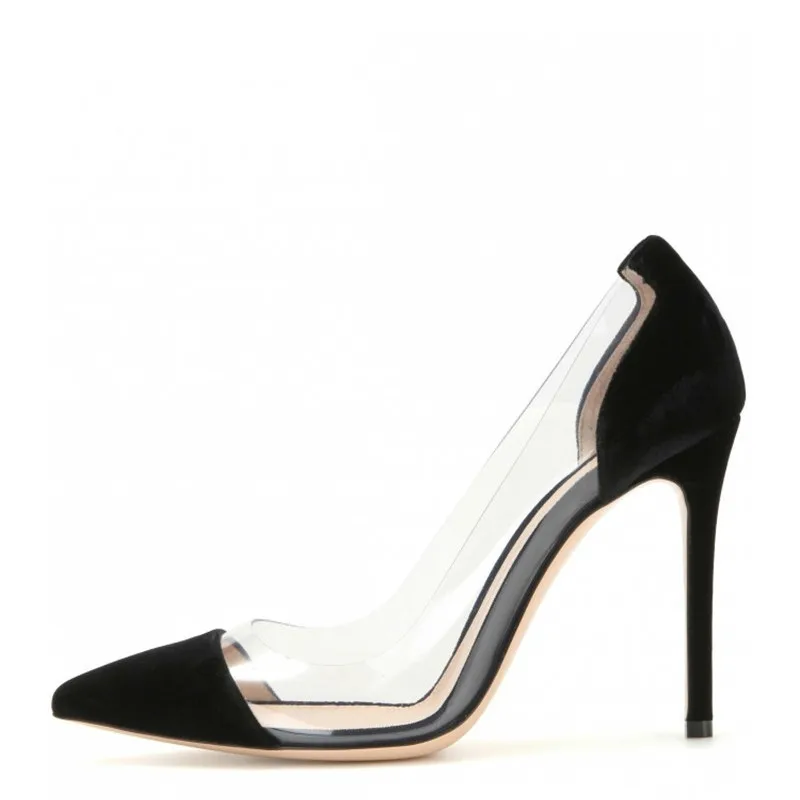 YECHNE/женские прозрачные туфли на высоком каблуке большие размеры 33 43 вечерние