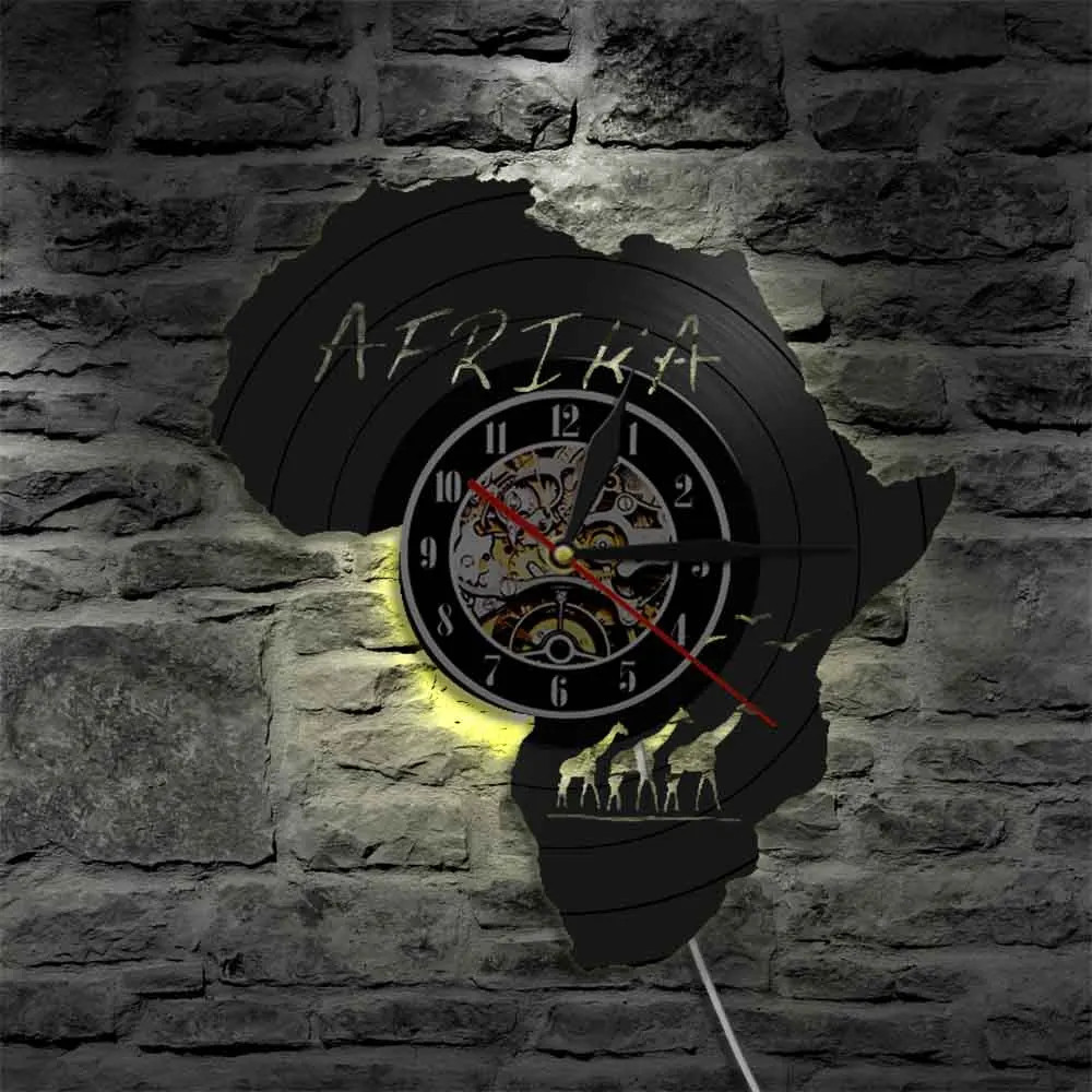 Настенные часы в африканском стиле с виниловой пластиной украшение для дома