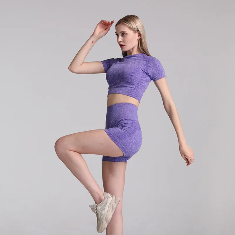Бесшовный комплект для йоги спортивные топы костюмы женская одежда фитнеса