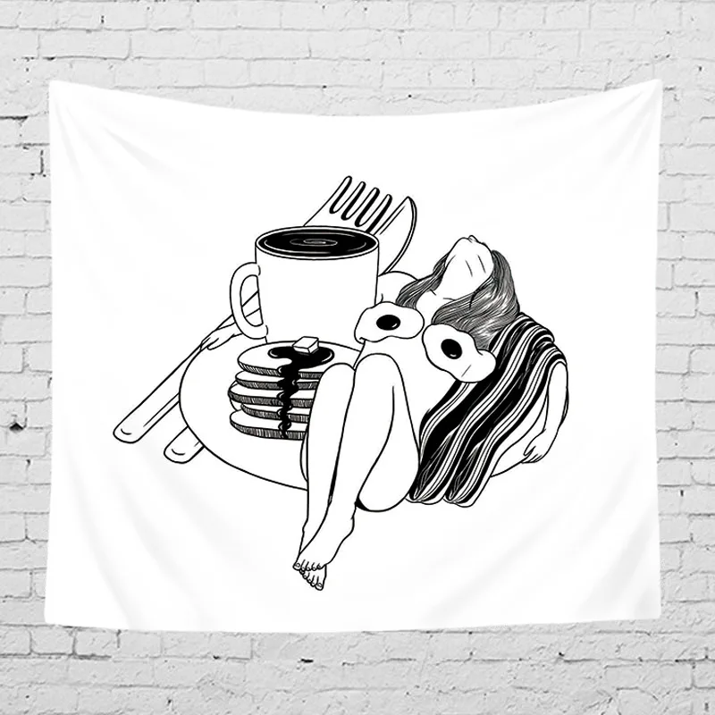 Креативный домашний гобелен поп арт узор черно белый настенная декоративная