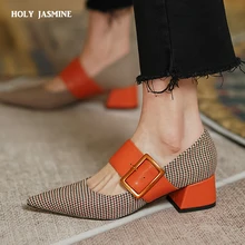 Mary Jane Shoes Woman Fashion 2022 Spring Brand Design Women Pumps High Heels Femme Pointed Toe Party Ladies Shoes Heels Women