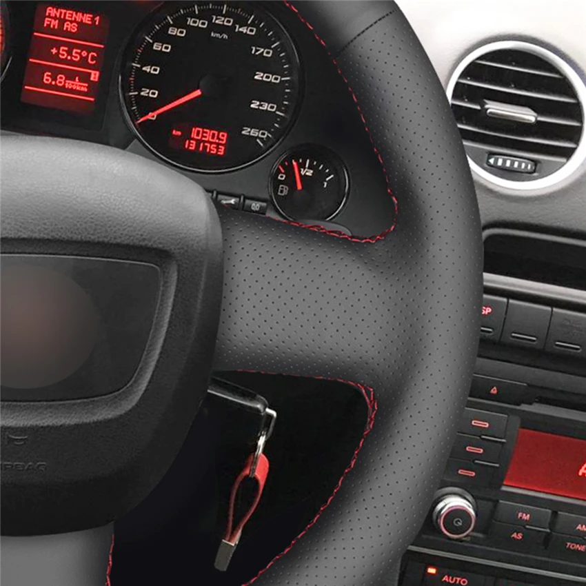 MEWANT черная искусственная кожа чехол на руль для Audi A3(8 P) Sportback A4(B7) Avant A6(C6) S4 Seat Exeo 2009-2012