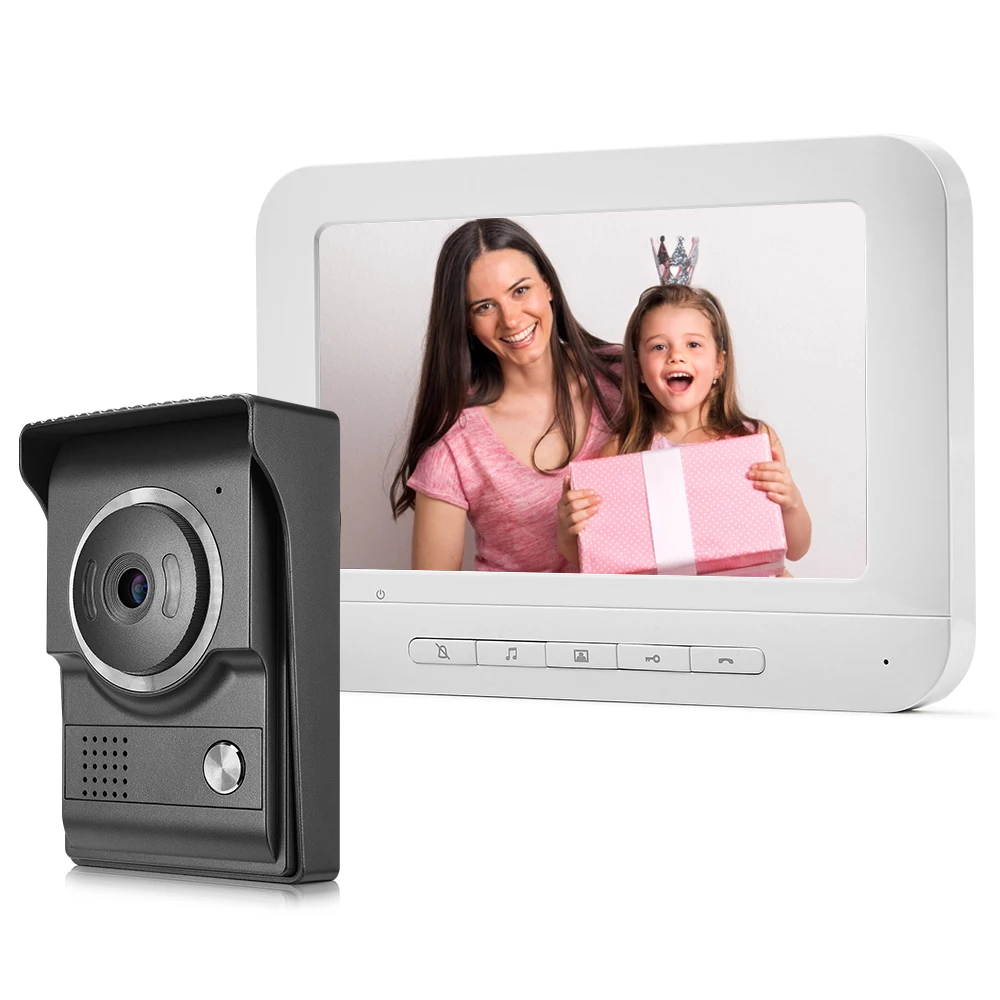 7 inch Wired Video Doorbell with Night Vision Rainproof Function Visual Intercom Two-way Audio Video Door Phone