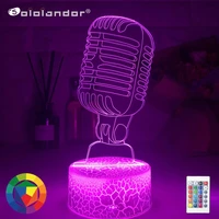 music fan microphone creative 3d led illusion lamp novelty table lamp led decorative night light childrens lamp desk cool gift