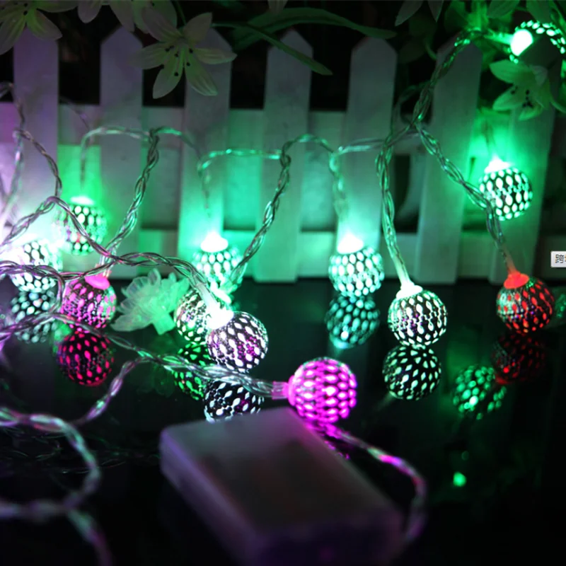 Серебряный цвет полый шар 10/20 Led 1 2/2 5 м светодиодная гирлянда для свадебной