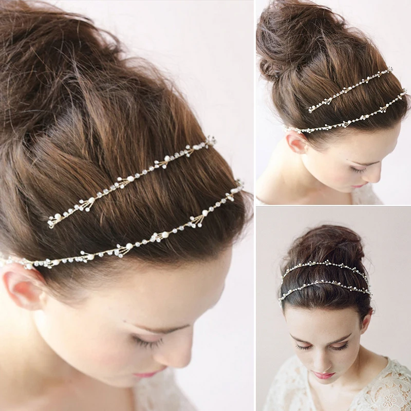 New Wedding Bride Crystal Pearl Hair Accessories Fashion Headdress Bridesmaid Headband Mujer Jewelry For Women Clips | Украшения и