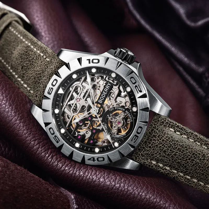 Часы мужские s автоматические брендовые роскошные механические светящиеся из