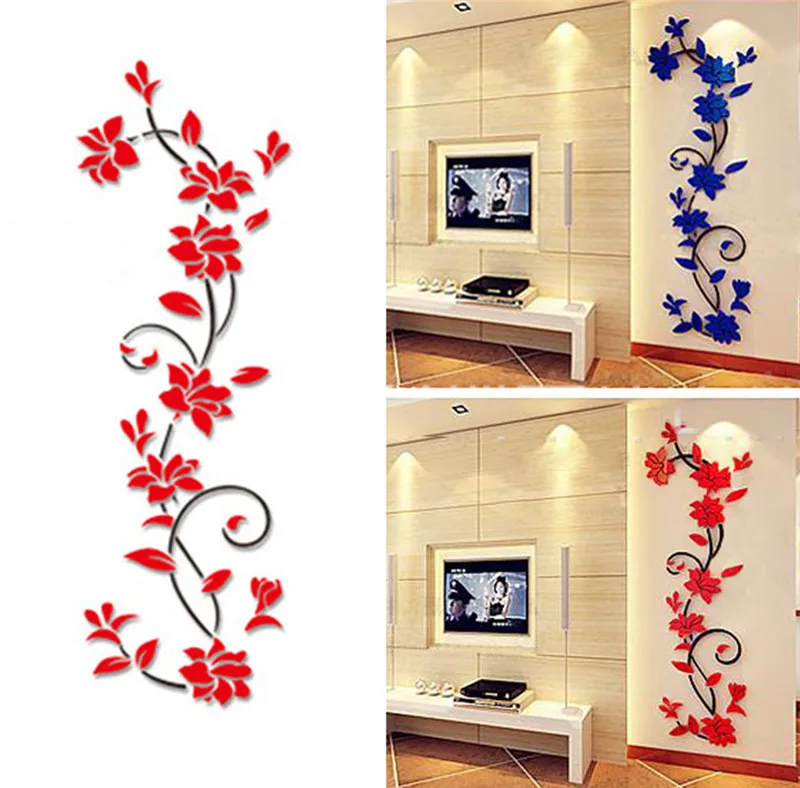 

New Fashion Home Living Room Decorations Wall Stickers 3D Flower Removable DIY Wall Sticker Decal Mural 80cm.24cm Dropshipping