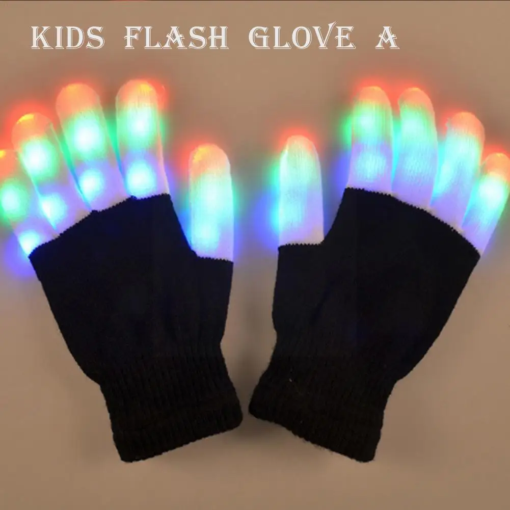 

1pair LED Flashing Magic Glove Glow In The Dark Toys Light Up Finger Tip Lighting Toys For Children Novelty Party Toys Kid W8T5