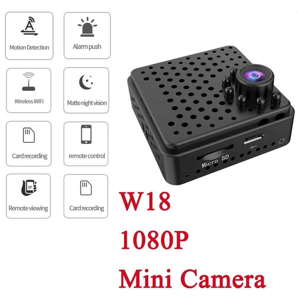 

W18 1080P HD Wireless Mini Camera Wifi Night Vision Portable Micro Camcorder Home Security Video Surveillance Camera App Remote