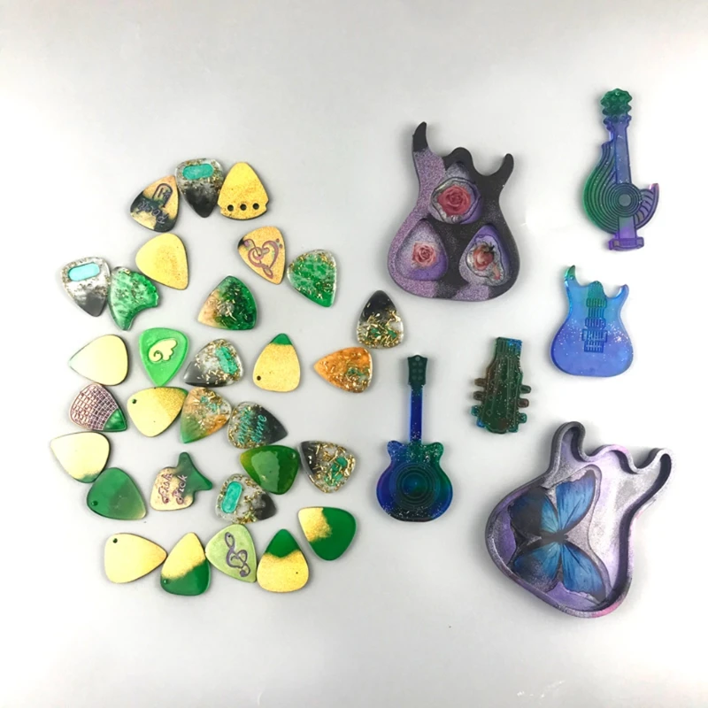 

95AB Guitar Picks Storage Box Epoxy Resin Mold Guitar Plectrums Silicone Mould DIY Crafts Jewelry Casting Tools