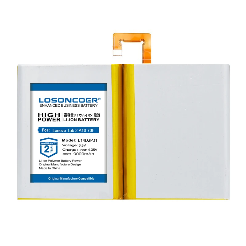 Аккумулятор LOSONCOER L14D2P31 9000 мАч для Lenovo Tab 2 задняя фотография|Батареи планшетов и