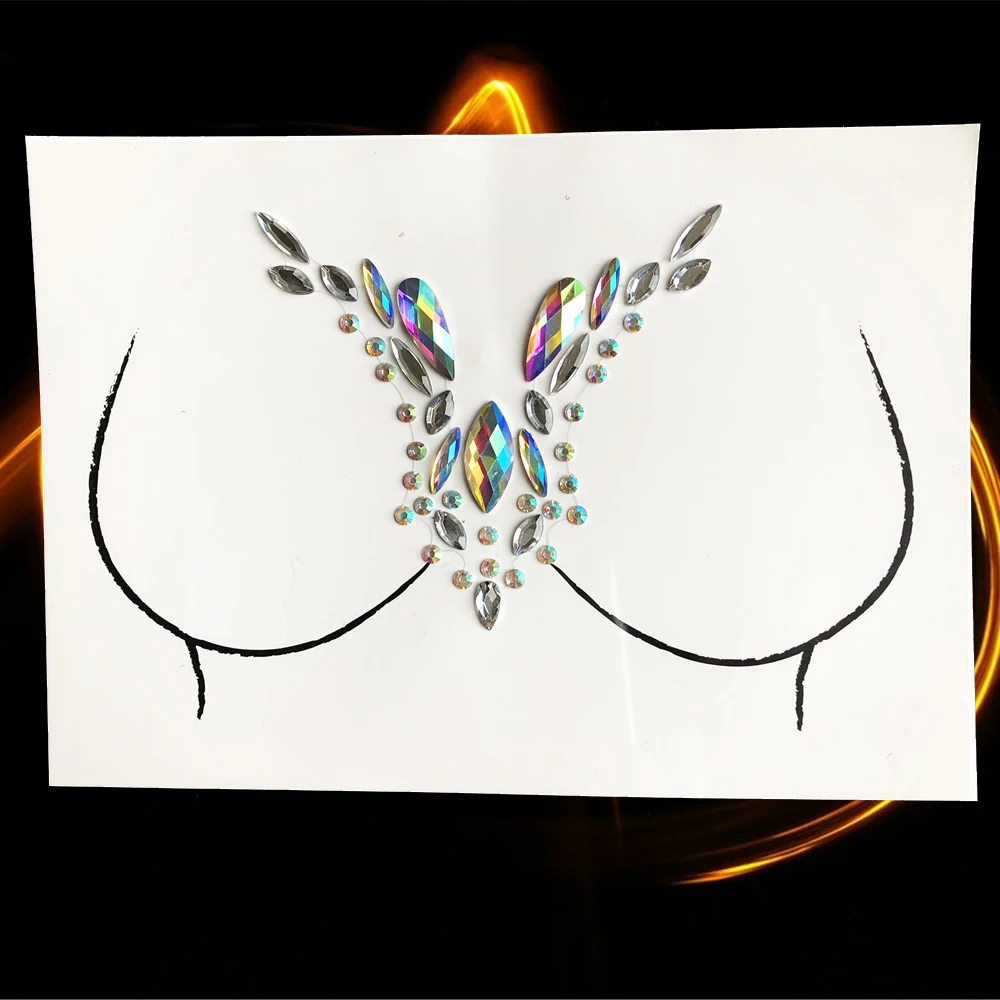 DIY Diamond Breast Sticker Flash Chest Crystal Decor Tribal Style Acrylic Resin Drill For Party Show Gems Nipple Styling Tools | Красота и