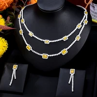 soramoore luxury famous design shiny charm nigerian 2pcs necklace jewelry sets for women cubic zircon wedding bridal jewelry set