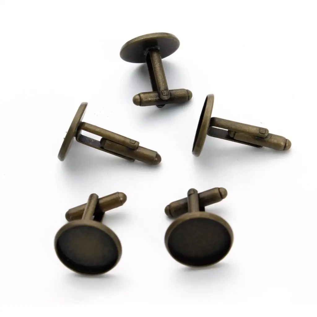 

10pcs/lot Blank Cufflink Bottom Tray Fit 12/14/16/18/20mm Round Cabochon Cameo Setting DIY Craft Cufflink Jewelry