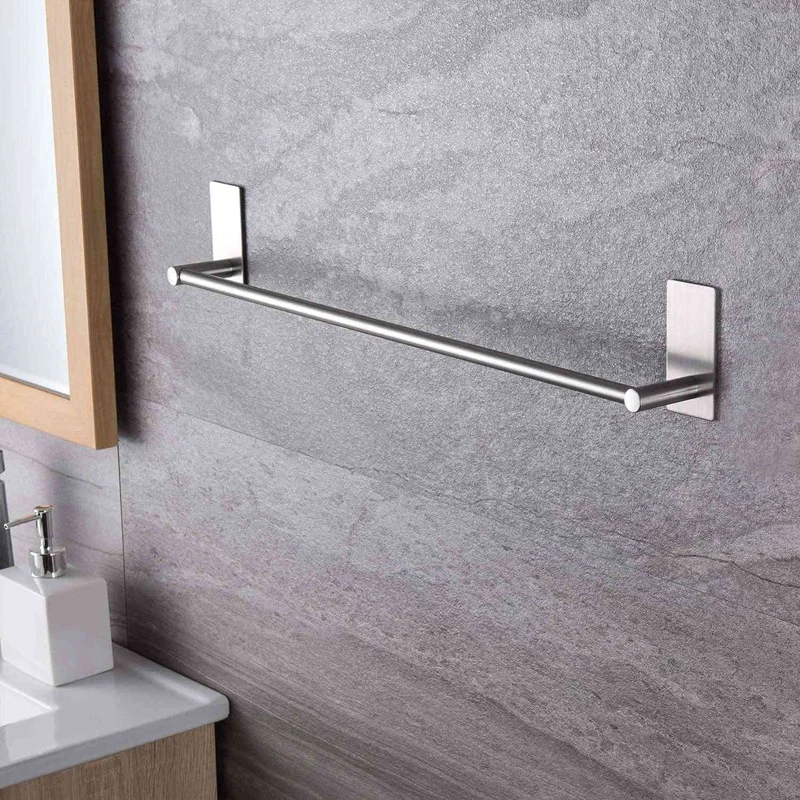 

Towel Bar 16-Inch Bathroom Self Adhesive Towel Holder Stick on Wall Stainless Steel Sticky Hanger