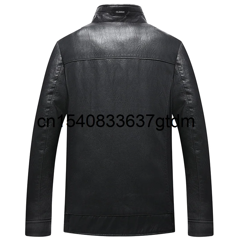 

Fat plus men's Fur Winter loose fat Lapel middle aged and elderly leather jacket down liner Dad