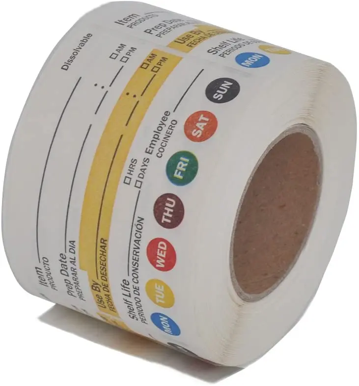 

Dissolvable Label Shelf Life for Food Rotation Use by Stickers 2 x 3 Inch Roll of 250