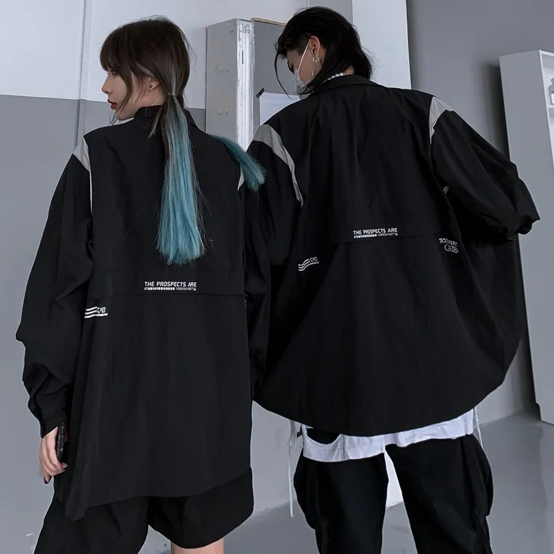 Guochao Street size men's and women's clothing function fashion brand loose shirt coat