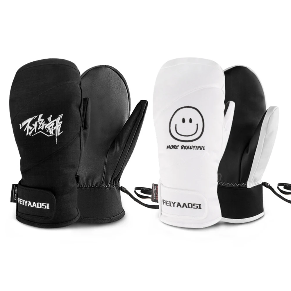 

1 пара профессиональные утолщенные флисовые перчатки для сноуборда Водонепроницаемые зимние теплые варежки с двумя пальцами для катания н...