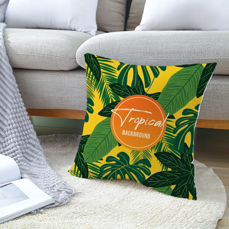 

Cushion Cover 45*45 Plant Flower Style Printed Pillow Covers Pillowcase Sofa Cushions Pillow Cases Polyester Home Decor KD-0404