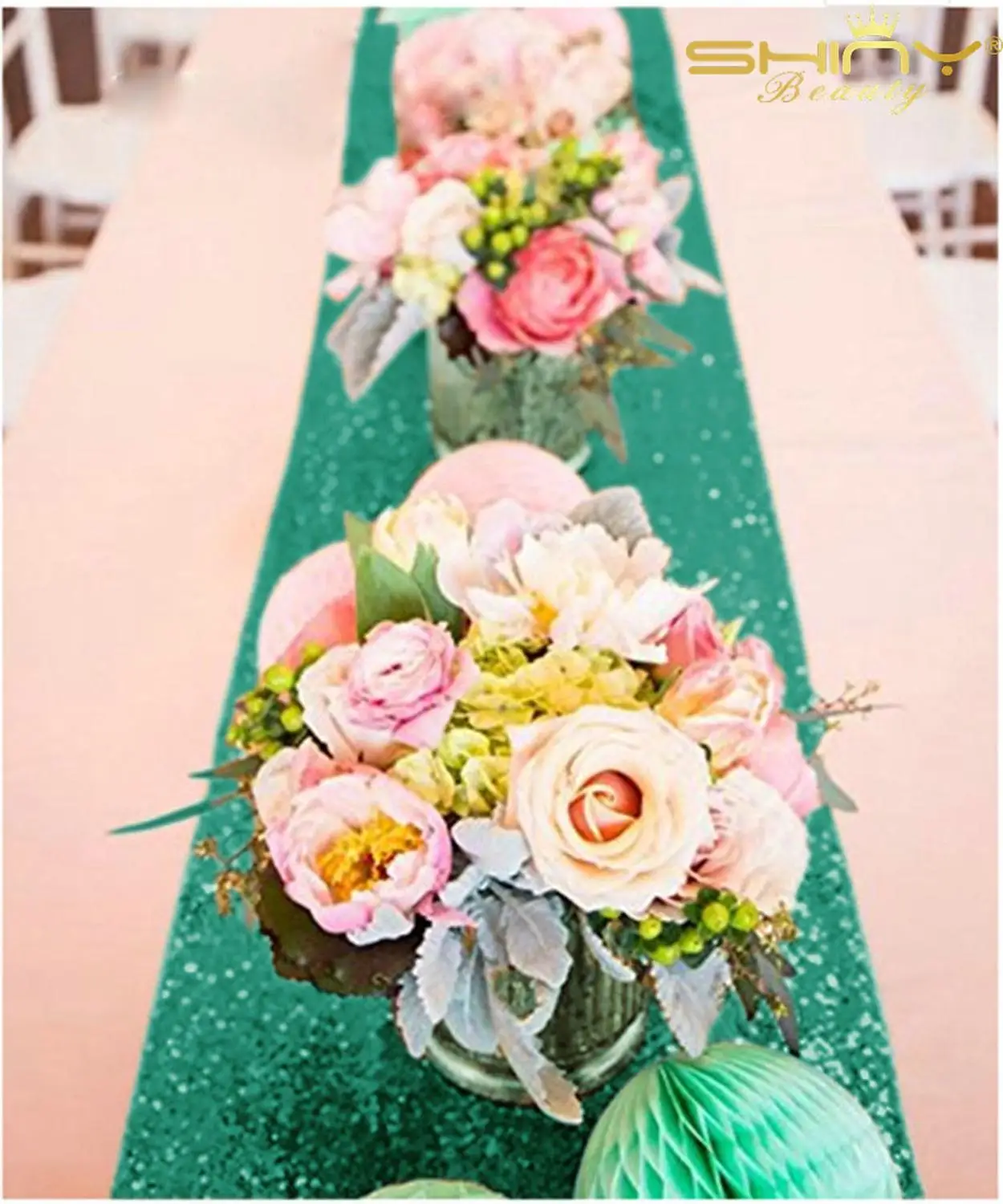 Зеленый блесток настольная дорожка s 12x48 дюймов Банкетный прямоугольник блестки