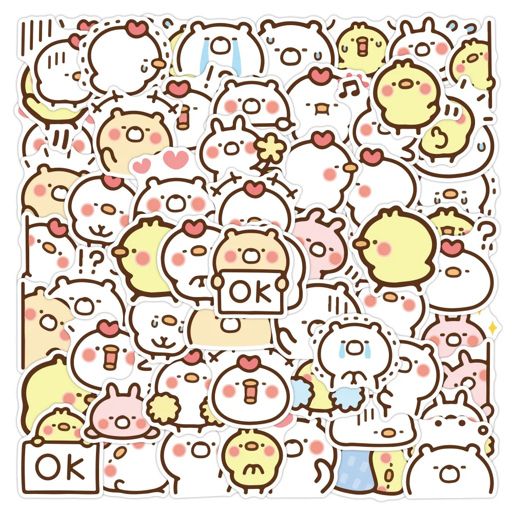 60 шт./Милая декоративная наклейка в виде цыпленка из аниме для рукоделия альбом