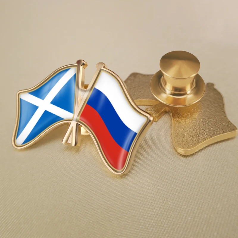 Российская Федерация и Шотландия перекрестные двойной флаг дружбы значков на