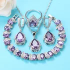 2020 лучшие продажи элегантные женские свадебные ювелирные наборы 925 серебро романтическое фиолетовое кольцо с натуральным кристаллом Размер 678910