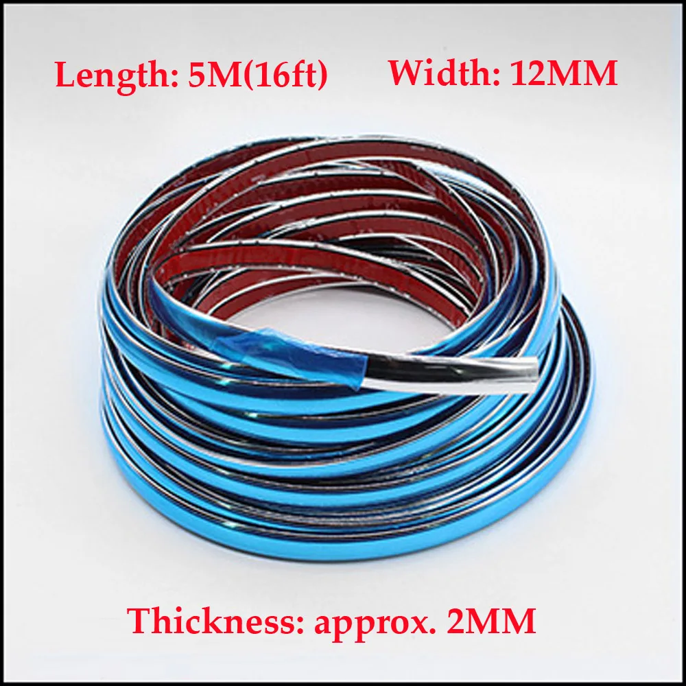 

12mm / 16ft Car Bumper Strip Adhesive Auto Bright Silver Chrome Moulding Trim Car Door Protector Stickers Strip Bumper Grill