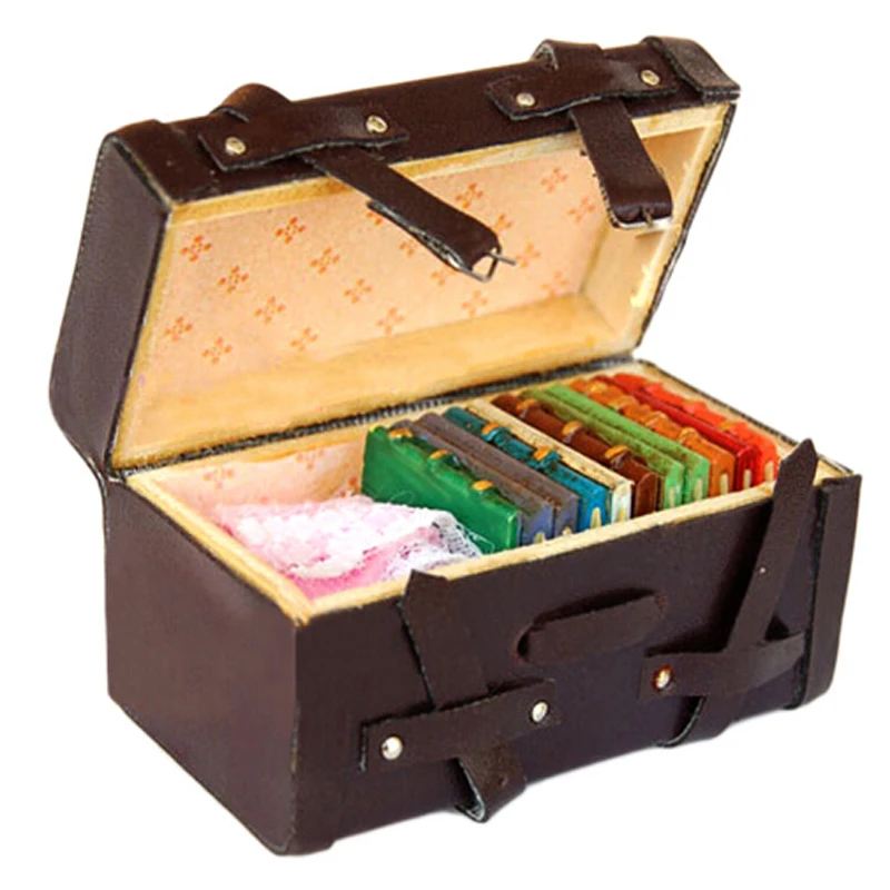 1/12 миниатюрный кукольный домик винтажный деревянный чемодан багаж украшение