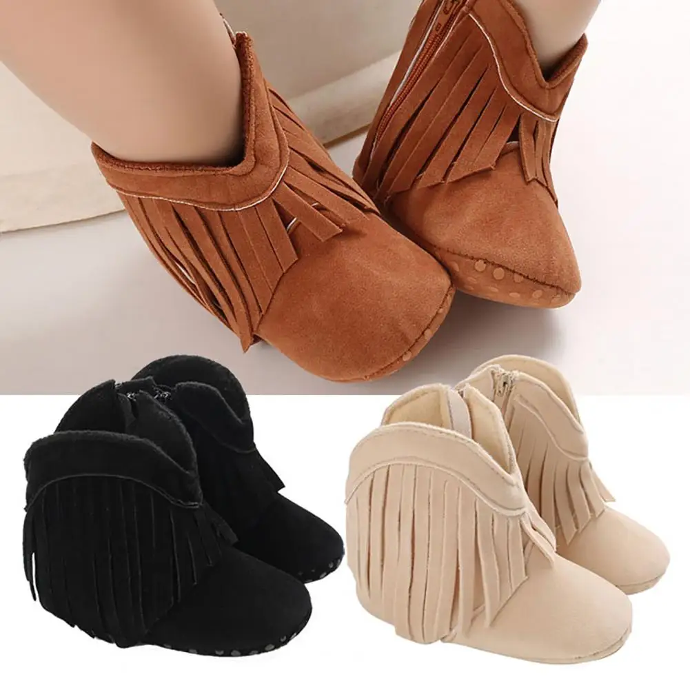 

Baby Girl Boy Comfortable and soft Tassel Non-slip Warm Prewalker Toddler Shoes Snow Ankle Boots Baby Casual Shoes 2021