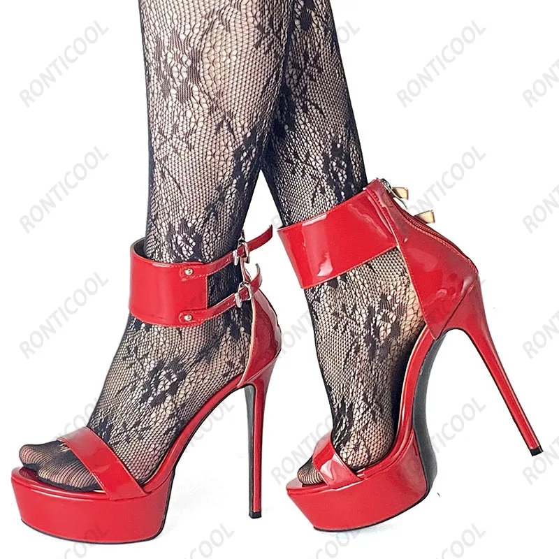 Сандалии Ronticool женские на шпильке лакированные босоножки с ремешком щиколотке